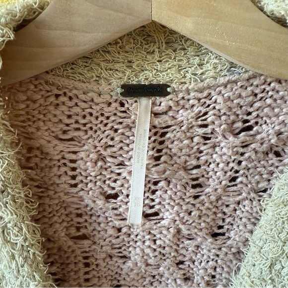 Free People Pink and Cream Button-Up Cardigan - Picture 3 of 5